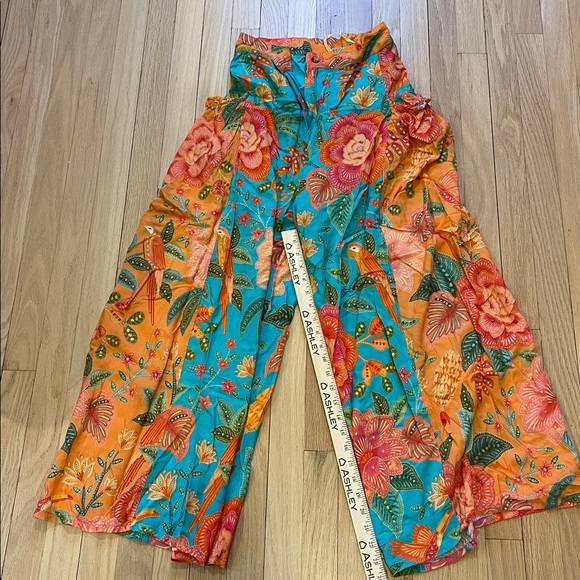 FARM Rio Tropical Floral Wide-Leg Pants - Teal and Orange - Picture 6 of 10